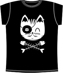 Прикольные футболки: Кот Пират Black